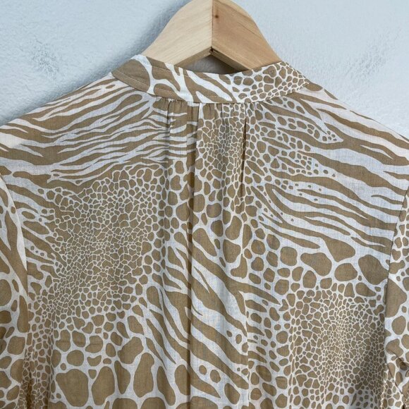 MICHAEL Michael Kors Womens 6 Cotton Sheer Animal Print Romper Long Sleeve - Picture 10 of 11